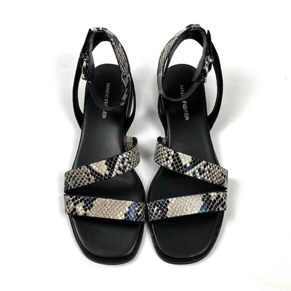 Marc Fisher Tavie2 Double Strap Python Embossed Ankle Strap Sandal 8 - Picture 3 of 9